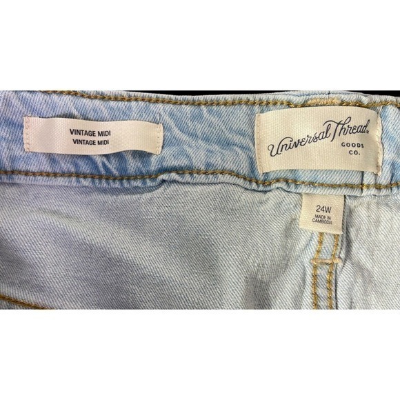 Universal Thread VTG Stretch Midi Denim‎ Shorts Plus Sz 24W Fitted Hip & Leg NWT - Picture 3 of 11